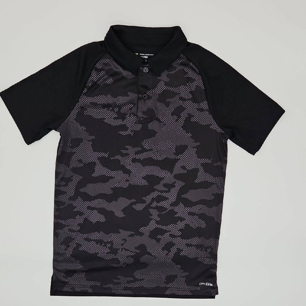 Tek Gear Black and Gray Polo Shirt Smooth Fabric